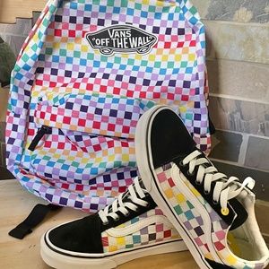 Multicolored VANS Women’s 7.5 with Matching Backpack